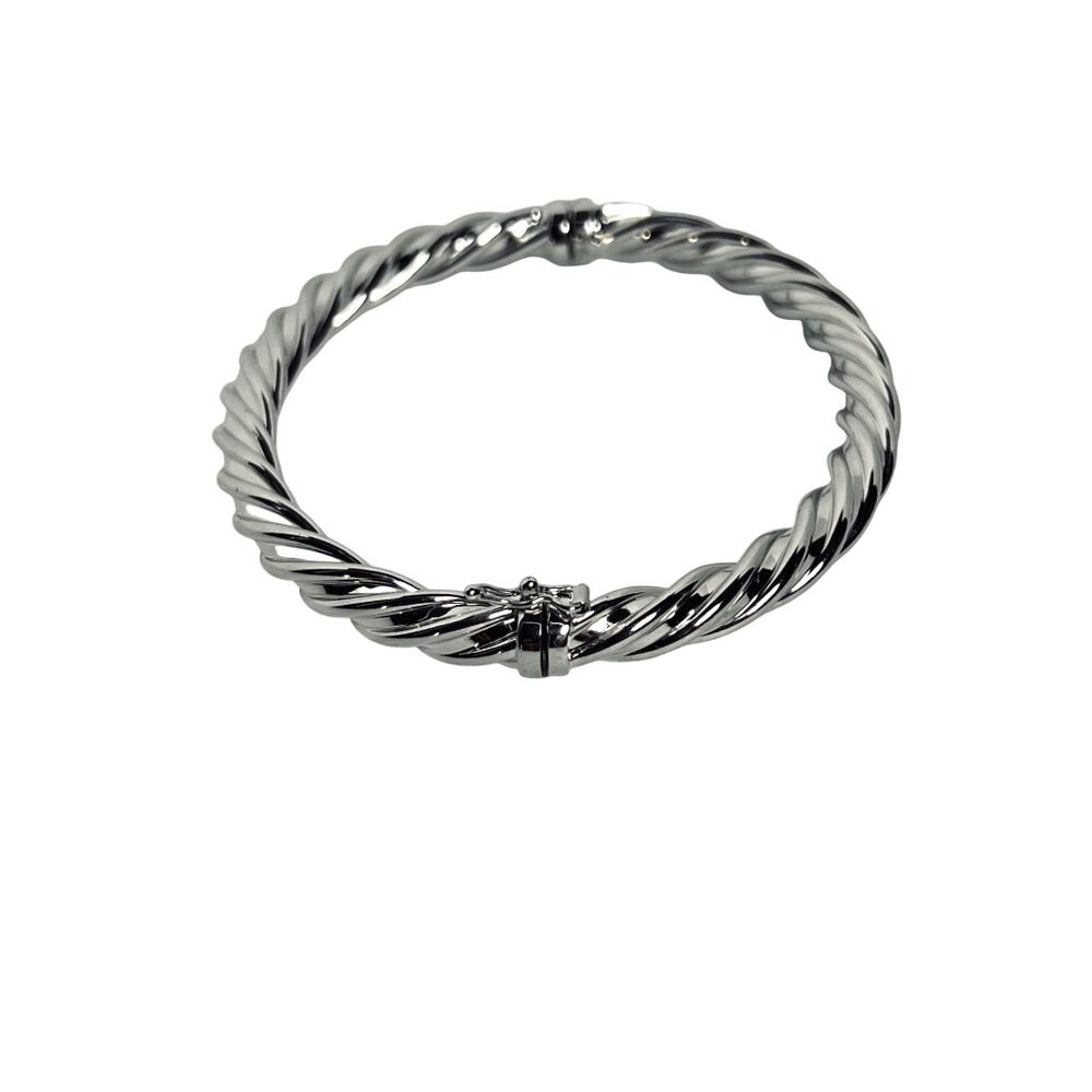 Bronze Milor Italy Twisted Silver Tone Hinged Bracelet With Safety Clasp (6228) - Picture 2 of 5